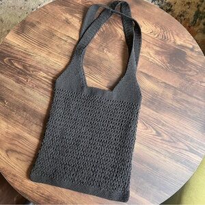 Black Crocheted Woven Tote Bag